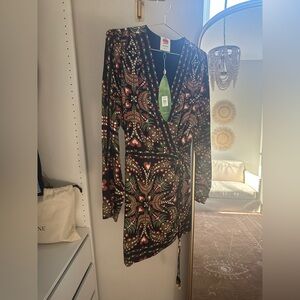 FARM Rio Black and Pink Heart Pattern Dress